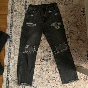 Distressed Black Denim Jeans